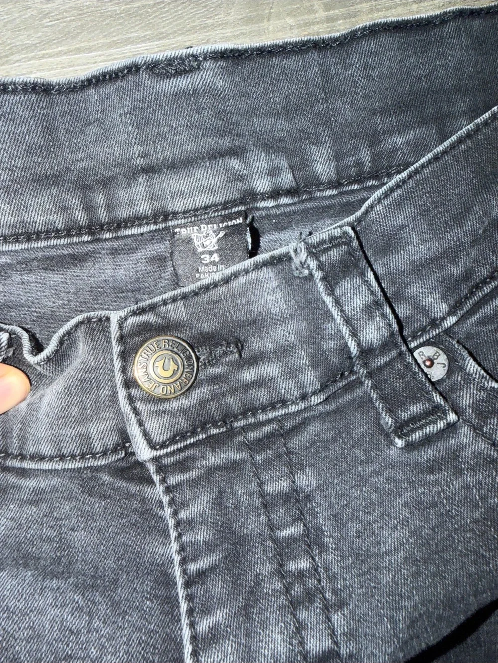 True Religion Men’s Washed Black Straight Slim Jeans